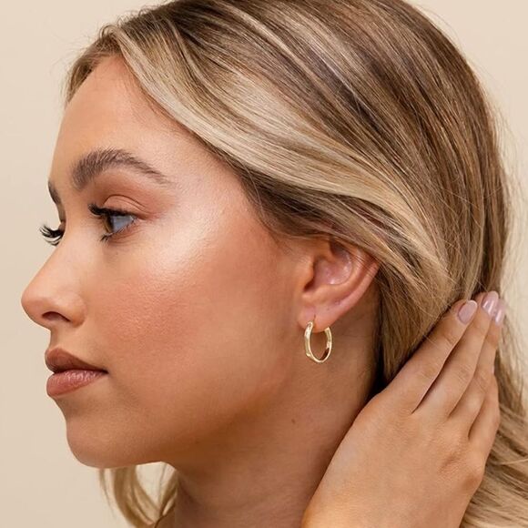 14k gold classic Earring Hoops - Picture 1 of 4